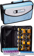 Med Manager Mini Medicine Organizer and Pill Case, Holds (10) Pill Bottles - (6) Standard Size and (4) Large Bottles, Light Blue, 12 inches x 6 inches x 3 inches