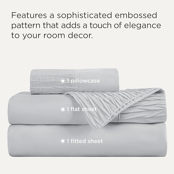 Bedsure Twin XL Sheet Sets Dorm Bedding - 3 Pieces Soft Extra Long Twin Sheets, Hotel Luxury, Easy Care Microfiber for Women, Men, Light Grey