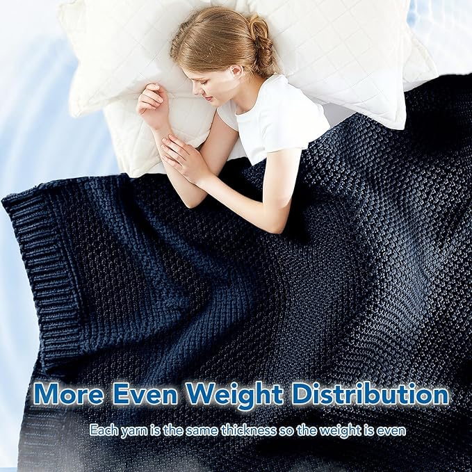 Topcee Knitted Weighted Blanket - 50"x60" 7lbs Cooling Chunky Knit Heavy Blanket for Adults Cable Yarn Knit Decorative No Beads Soft, Cozy and Cooling Weighted Throw Blankets Machine Washable