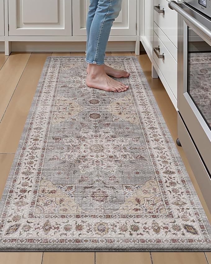 LUMI Anti Fatigue Kitchen Mat, Waterproof & Stain-Resistant Cushioned Standing Mat, Non-Slip Comfort Rug for Kitchen, Sink, Laundry, Home Office, 24" x 59", Grey