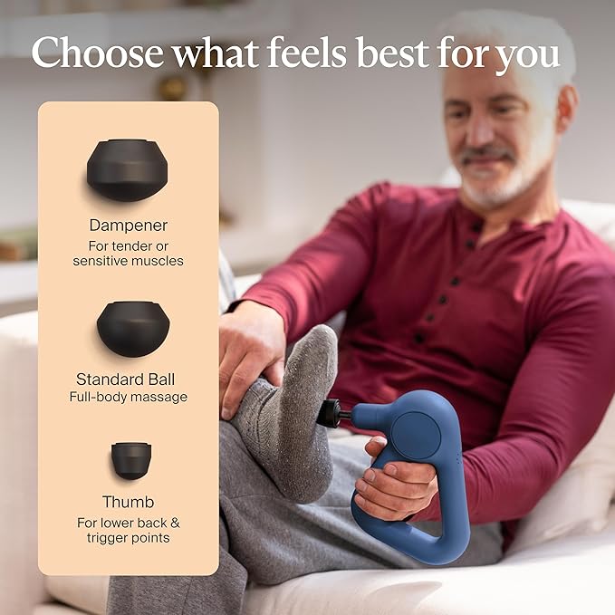 TheraGun Therabody Relief Handheld Percussion Massage Gun - Easy-to-Use, Comfortable & Light Personal Massager for Every Day Pain Relief Massage Therapy in Neck, Back, Leg, Shoulder and Body (Navy)
