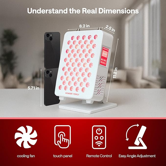 Portable Red Light Therapy Panel – Led Near Infrared & Red Light Therapy for Body, Face, Neck, Back, Knee, Shoulders, Muscles – Spa, Sauna, & Sleep Support Tool – 630 nm, 660 nm, 850 nm Wavelengths