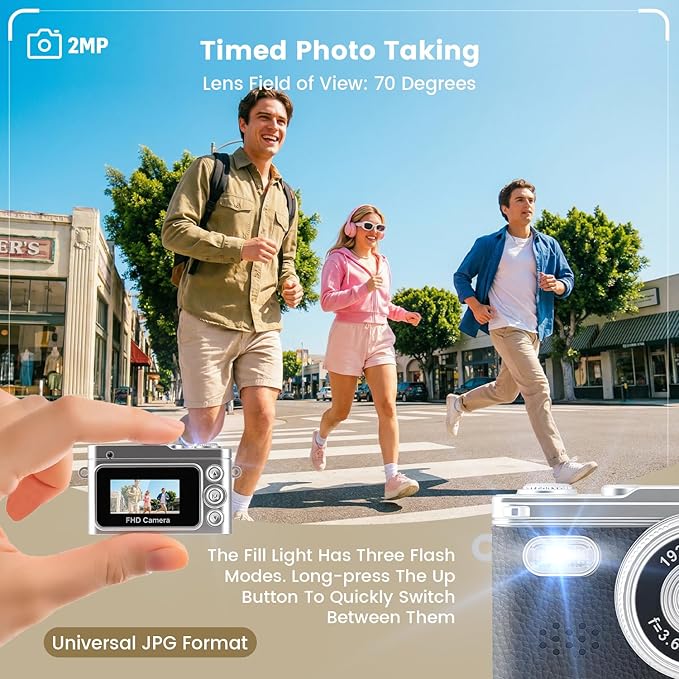 Retro Keychain Camcorder, 1080P Mini Keychain Camera with 32G SD Card, Tiny Video Thumb Camera with 0.96" Screen, Teens Portable 20g Pocket Digital Camera with Flash for Vlogging, Travel, and EDC