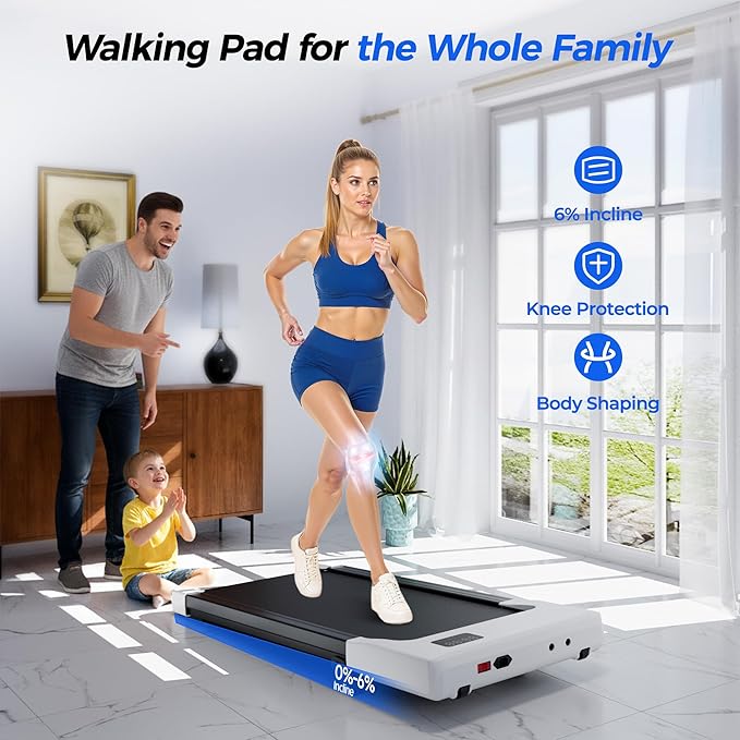 SupeRun Walking Pad with Incline, Under Desk Treadmill, 3 in 1 Portable Treadmills for Home with Remote Control LED Display, 2.5 HP Quiet Mini Treadmill for Office Home Use, 300 Lbs Capacity
