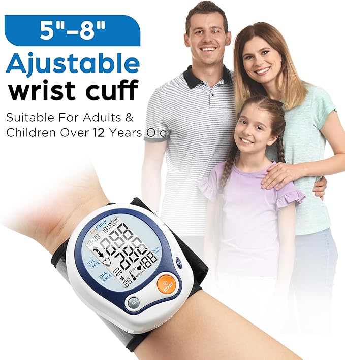 LotFancy Kids Wrist Blood Pressure Monitor for Home Use, BP Cuff 5”-8” for Small Adult, Digital Automatic Blood Pressure Cuff 60 Readings, 1 User, Blood Pressure Cuff Wrist with Portable Carrying Case