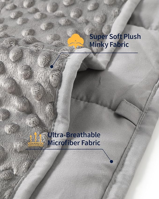 Mr. Sandman Weighted Blanket for Adults Queen, Minky Dots Heavy Blanket for Woman, Man Sleeping/Calm, Soft, Cozy and Cooling Weighted Throw Blankets, Machine Washable, 80 x 87in, 15 Pounds, Grey