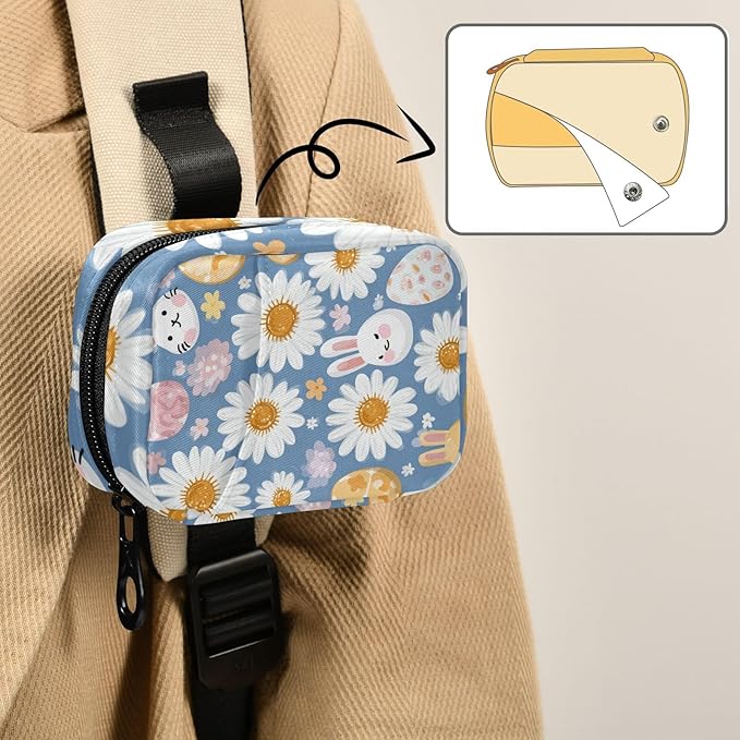 Daisy Bunny Travel Pill Organizer Case Box Container Weekly Portable Vitamin Medicine Holder Storage Bag with Zipper Removable