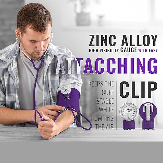 ASA TECHMED Medical Starter Kit – Stethoscope, Durable Blood Pressure Monitor, EMT Shears & Protective Carrying Case – Ideal for Healthcare Students & Professionals, Purple