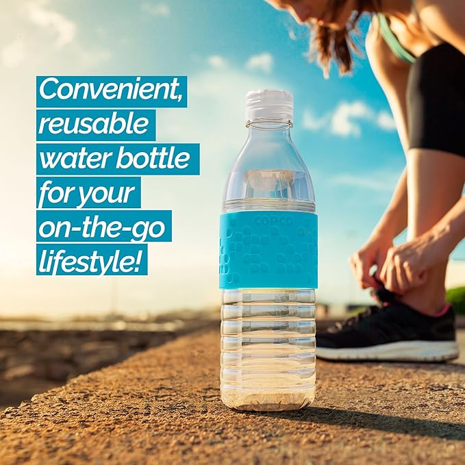 Copco Hydra 16.9 oz Water Bottle – Leak Proof, Tritan Durable, BPA Free, Dishwasher Safe, Twist Open Body for Ice & Easy Cleaning, Silicone Non-Slip Grip, Portable for Gym & Office (Light Blue)