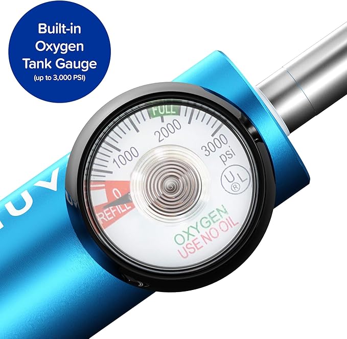 Ozone Therapy Low Flow Oxygen Regulator – Easy to Use – Works with Ozone Generators – Compatible with Oxygen Cylinders up to 3,000 PSI – Wrench-Tightened Connection – CGA 540