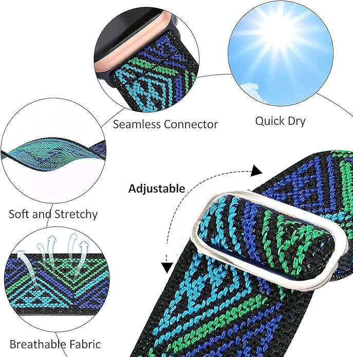 Lamshaw Compatible for Embr Wave 2 Band, 18mm Stretch Elastics Nylon Adjustable Replacement Strap Accessories Compatible for Embr Wave 2 Thermal Wristband