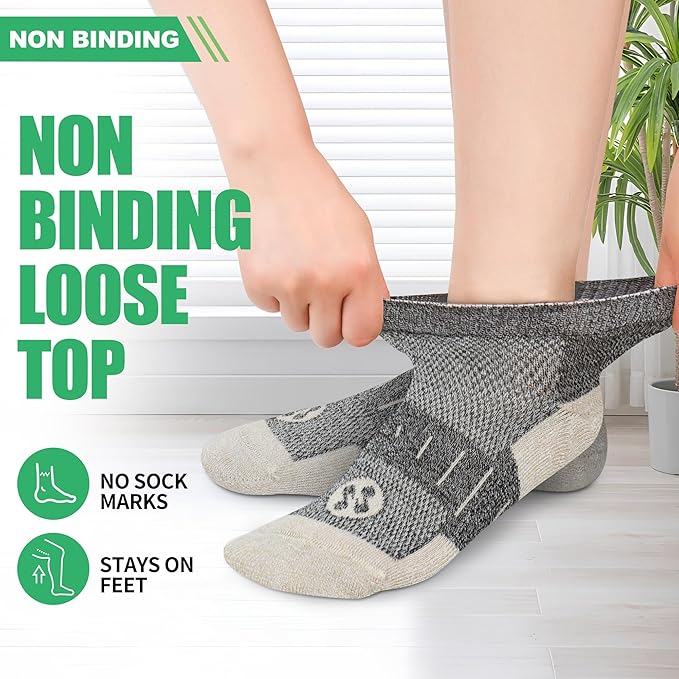 Diabetic Socks for Men,4 & 6 Pairs Low Cut Bamboo Viscose Wide Mens Diabetic Socks Size 9-11 10-13
