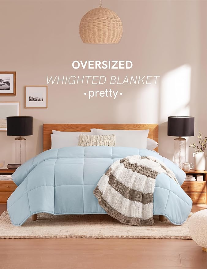 YnM Weighted Blanket Full 20lbs, The Heavy Oversized Weighted Comforter, Warm & Fluffy Throw (Neutral Beige, 20lbs, 90" Lx66 W)