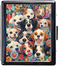 7 Days Chromed Shiny Silver Pill Organizer with Mirror Inside Has 8 Separate Compartments Rectangle 7 Days Pill Box Pill Case (Lovely Dogs)