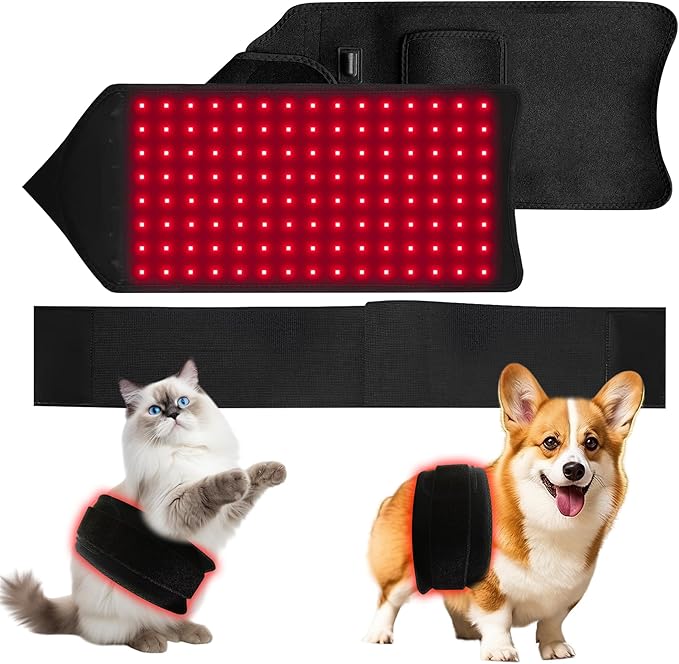 PetWell Comfort Belt: 120 LED Dog & Cat Red Light Therapy Belt - Portable Infrared Light Wrap for Back, Hips, Knees | Soothing Mat Pad Device for Arthritis & Pain Relief in Pets