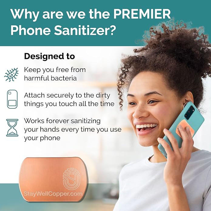 StayWell Pure Copper Plate Accessory Badge, Tablet or Cell Phone Health and Wellness Accessory (Two Sizes to Choose From)
