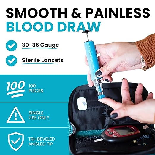 Genteel Lancing Device + 100 Butterfly Lancets Bundle