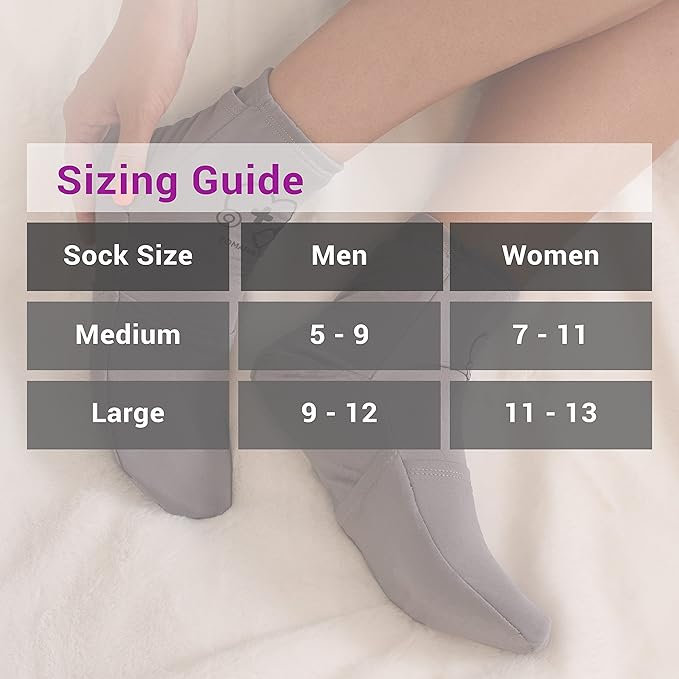 ZOMAPLE Cold Therapy Socks + Gel Packs, Grey, Medium – Soothe Burning Feet & Reduce Swelling – Hot/Cold Use, Touch Fasteners & Comes with 2 Large & 2 Small Gel Packs – Versatile Foot Ice Pack Wrap