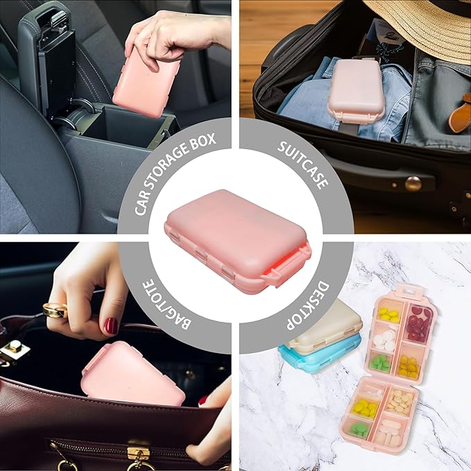 Pill Organizer with Medicine Labels 161 Labels Travel Daily Pill Container Mini Medication Organizer Storage Pill Organizer Travel Essentials Pill Case 7 Day (Grey, 1 Pack)