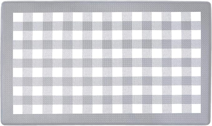 Anti-Fatigue Floor Comfort Mat - 18 x 30 Inch (Buffalo Check Grey) - Waterproof Non-Slip Rug - Easy to Clean Cushioned Mat for Kitchen, Bathroom, Standing Desk & Office - Achim Home Decor