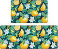 Bulijojo Lemon Anti Fatigue Kitchen Floor Mats Set of 2 Waterproof Kitchen Sink Runner Rug Standing Mat Cushioned Kitchen Rugs Comfort Doormat 17"x47"+17"x28"