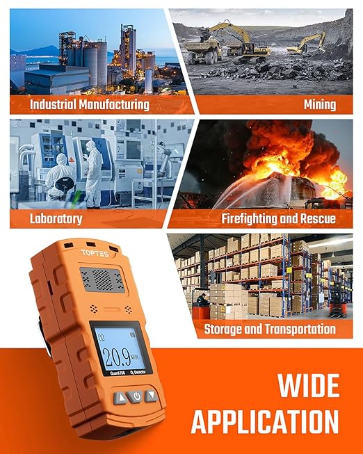 TopTes Guard-756 Upgraded Oxygen Detector, 0-30% VOL, Portable O2 Monitor, 0.5s Fast Response, Rechargeable O2 Gas Detector, with Vibe, Light & Sound Alarms, Dust and Explosion Proof, for Work, Home