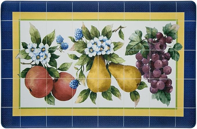 Anti-Fatigue Floor Comfort Mat - 18 x 30 Inch (Fruity Tiles) - Waterproof Non-Slip Rug - Easy to Clean Cushioned Mat for Kitchen, Bathroom, Standing Desk & Office - Achim Home Decor Multi Color