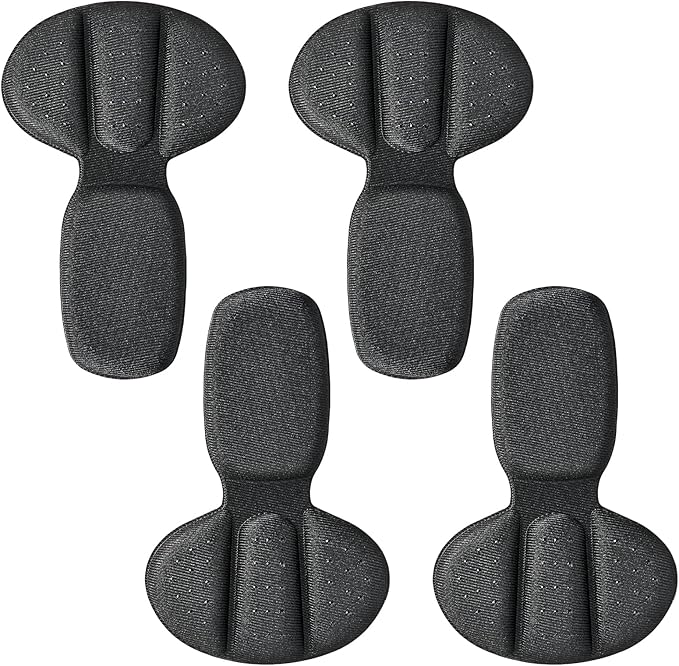 Back of Heel Cushion Pads, 4Pcs Mesh Adhesive Heel Grips Inserts for Boots, Loose Shoes Too Big, Reusable Heel Guards Liners for Women Men, Anti Blister Shoe Liners Heel Protectors (Black)