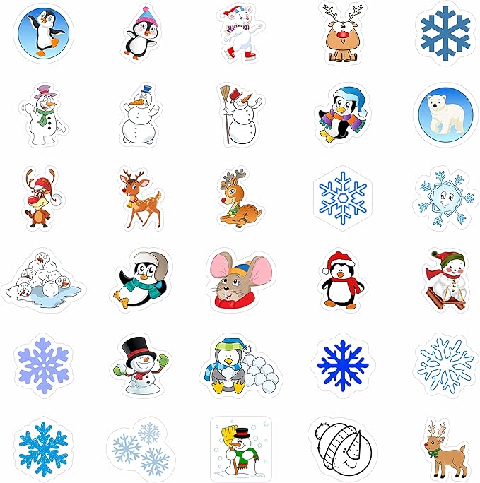 BulbaCraft Winter Stickers - Snowflake Stickers - Winter Party suppliess - Penguin Decals, Snowman Decals, Snow Gifts, Gifts for Women & Men
