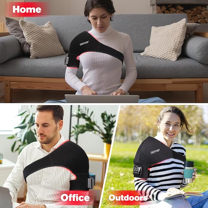 Cordless Red Light Therapy for Shoulder, Near Infrared Light Therapy Device Pulse for Elbow Shoulder Arm Joint Pain Relief Muscle Relax, Portable for Home Office Business Trip Use