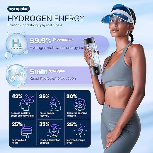 Hydrogen Water Bottle Generator - Molecular Water Machine Ionizer Up to 3000 PPB & SPE/PEM Technology, Kangen Smart Water Bottle and Boosted Oxygen