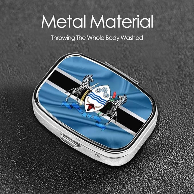 Coat of Arms of Botswana Pill Box Travel Case Small Mini Daily Medicine Organizer