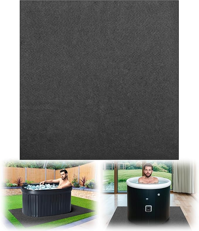 XANGNIER Cold Plunge Mat,55x55in Ice Bath Tub Protective Floor Mat,Waterproof,Slip-Proof,Indoor Outdoor,Portable Ice Bath Accessories