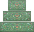 Yinhua Kitchen Rugs Sets of 3, Green Insect Kitchen Rugs Non Slip Washable, Farmhouse Anti Fatigue Mats for Kitchen Floor, PVC Waterproof Rug for Spring Summer, 18''x30''+18''x48''+18''x60''