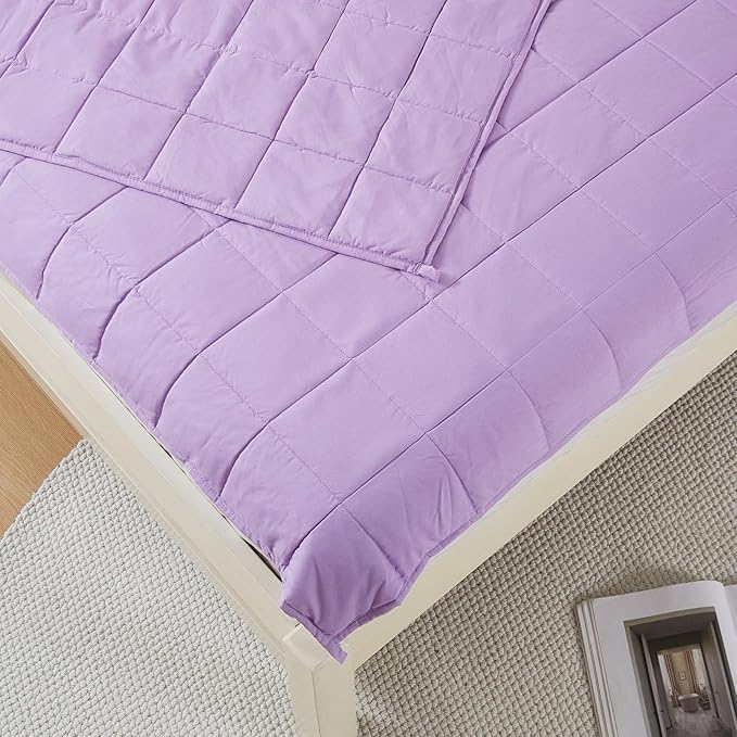 Weighted Blanket for Adults 60"x80" 15lbs 15 pounds Cooling Blanket for Sleepers, Soft Material Blanket with Premium Glass Beads for All-Season, Purple