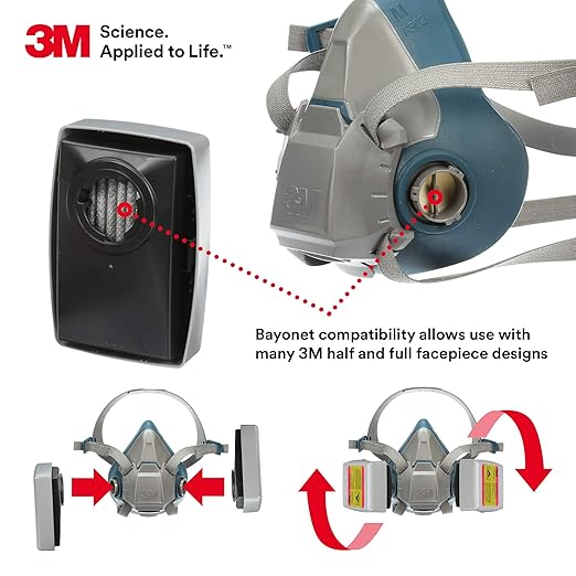 3M P100 Respirator Cartridge/Filter 7093CB, 72 Pairs, Hydrogen Fluoride, Nuisance Level Organic Vapor and Acid Gas Relief