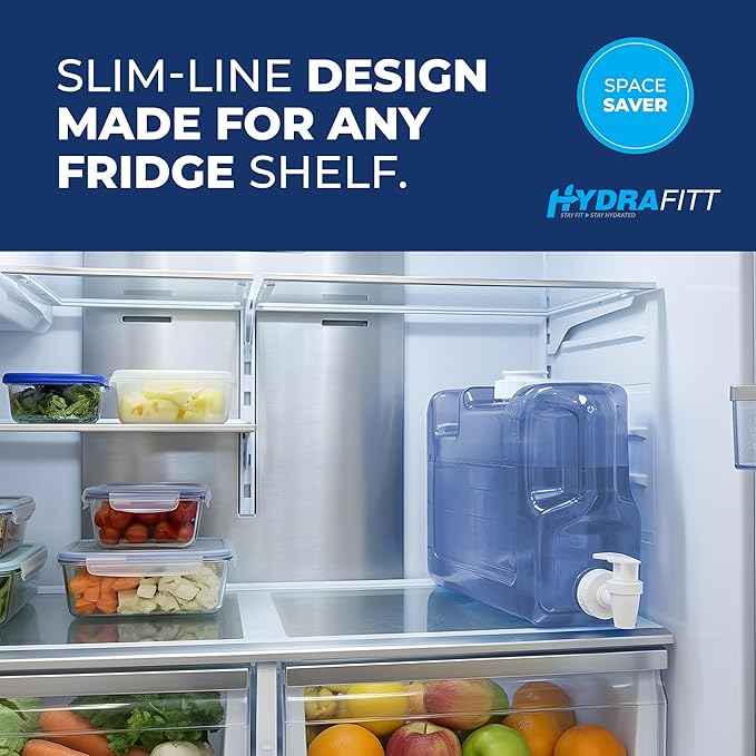 Refrigerator Water Dispenser 1.1 Gallon – Leak-Proof Slim Fridge Water Container with Spigot – BPA-Free Refillable Water Jug (Light Blue)
