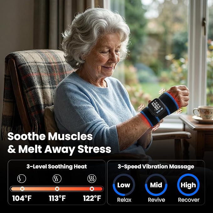 BOB AND BRAD Infrared Red Light Wrist Wrap, FSA-HSA Eligible, Cordless Heating Pad with Vibration Massage for Carpal Tunnel, Arthritis, Tendonitis Discomfort Relief, Joint Support for Hand, Arm, Elbow