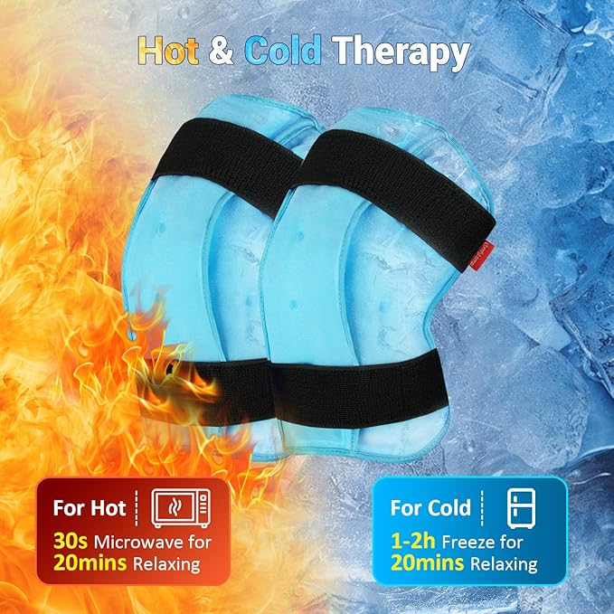 Comfytemp 3D Ice Pack for Knee Injuries, Reusable Gel Wrap, Knee Cold Pack Physical Therapy for Leg Pain Relief, Replacement, Arthritis, Muscle Recovery, Running Essentials - 2 Packs