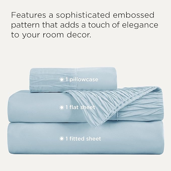Bedsure Twin Sheets Set - 3 Pieces Soft Twin Bed Sheets - Breathable & Cooling - Hotel Luxury - Easy Care Polyester Microfiber Bedding for Women, Men, Light Blue