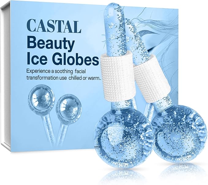 Ice Globes for Face 2Pcs – Freezer Safe Ice Globes for Facials, Skin Tightening & Anti-Aging – Reusable Facial IceGlobes to Reduce Puffiness & Wrinkles of Face, Neck & Eyes– Blue