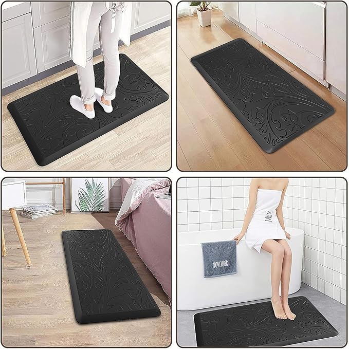 KMAT Kitchen Mat Cushioned Anti-Fatigue Floor Mat Waterproof Non-Slip Standing Mat Ergonomic Comfort Floor Mat Rug for Home,Office,Sink,Laundry,Desk 39"(L) x 20"(W),Black