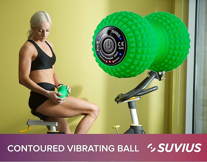 Vibrating Peanut Roller By Suvius - 4 Intensity Levels - Perfect for a Foot, Back, Neck, or Whole Body Massage - Like A Foam Roller But Better - Speeds Recovery After Workout