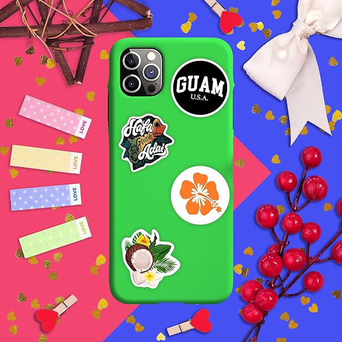 BulbaCraft 100Pcs Guam Stickers and Saipan Stickers for Water Bottle and Laptop - Saipan Party Supplies & Decorations, Waterproof Vinyl Decals, Gifts for Women & Men