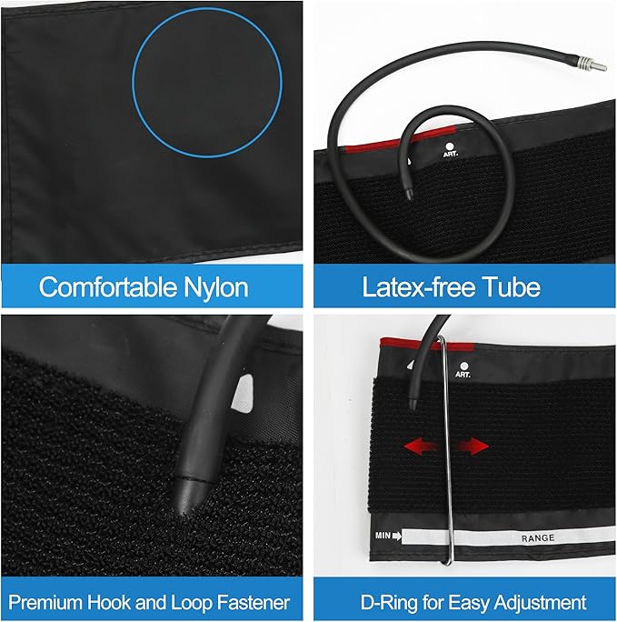 Universal XXL Blood Pressure Replacement Cuff - 9"-24" Wide-Range Fan-shaped Design, Better Fit for Big Large Arms, 6 Sizes of Connectors Compatible with Omron and Other Brands BP Monitors (Cuff Only)