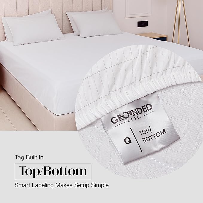 Grounding Sheets Queen Size 60x80x13.5 Inches, Organic Cotton with Silver, White Grounded Sheets Queen Size for Overall Improved Wellbeing, with 15 ft Grounding Cord