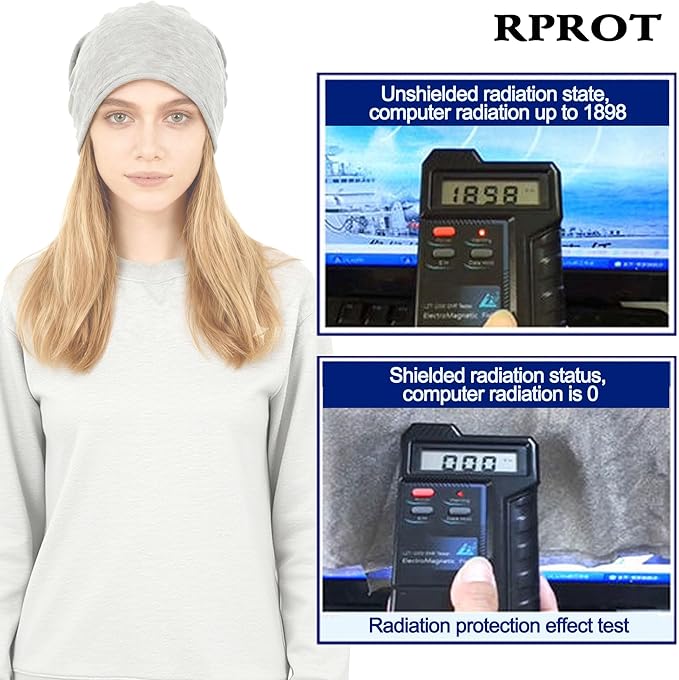 Beanie Protection Hat,Effective 99.99% Anti R.adiation Cap, E.M.F Protection Hat Shielding Cell WiFi 5G RF 19.6-23.6 in