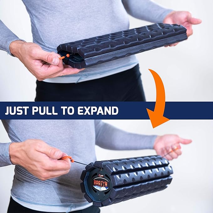 Brazyn Morph Foam Roller: Collapsible Travel Foam Roller for Back Pain Relief, Workout Muscle Recovery, Back Massager, Deep Tissue Leg Massage, Back Cracker (Sage, Traditional)