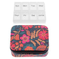 Karma, Travel Pill Case, Weekly Travel Pill Organizer, Removable 8-Compartment Pill Box, Travel Pill Medicine Organizer, Retro Floral
