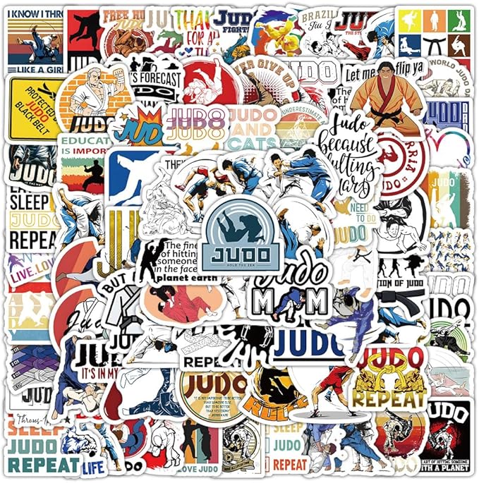 100pcs Judo Stickers,Waterproof Vinyl for Water Bottles Cups Laptops Tumblers Journaling Scrapbooking Bicycle Skateboard Luggage Decals (Judo)